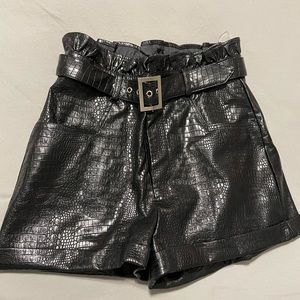 Black leather shorts